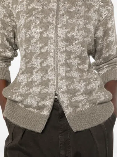 Panicale Houndstooth-pattern Sequin-embellished Cardigan In Multi