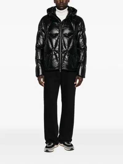 Moose Knuckles Quilted Hooded Jacket In Black