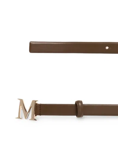 Max Mara M-logo Leather Belt In Red
