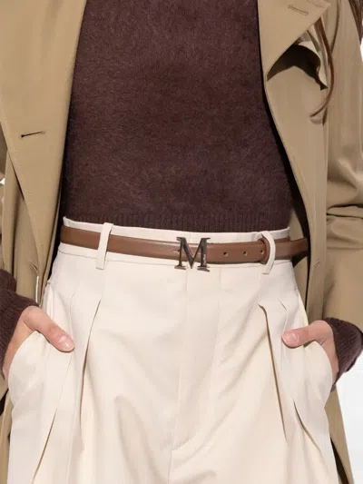 Max Mara M-logo Leather Belt In Red