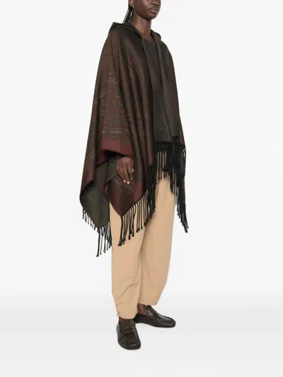 Etro Paisley-print Hooded Poncho In Multi