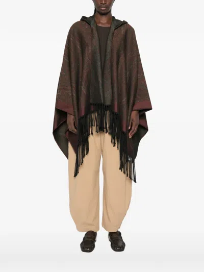 Etro Paisley-print Hooded Poncho In Multi