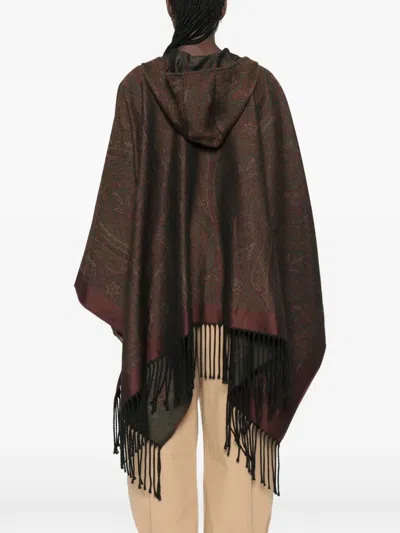 Etro Paisley-print Hooded Poncho In Multi
