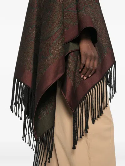 Etro Paisley-print Hooded Poncho In Multi