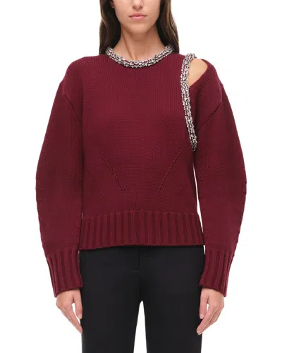 Simkhai Monroe Wool-blend Round Neck Pullover Sweater In Red
