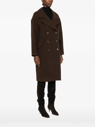 Le Sully Studio Double-breasted Notched-lapel Coat In Brown