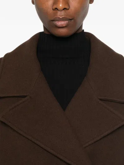 Le Sully Studio Double-breasted Notched-lapel Coat In Brown