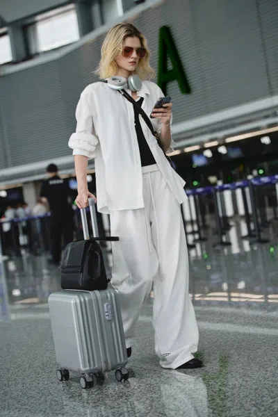 Fabrique Eve Openwork Drawstring Wide Leg Pants In White
