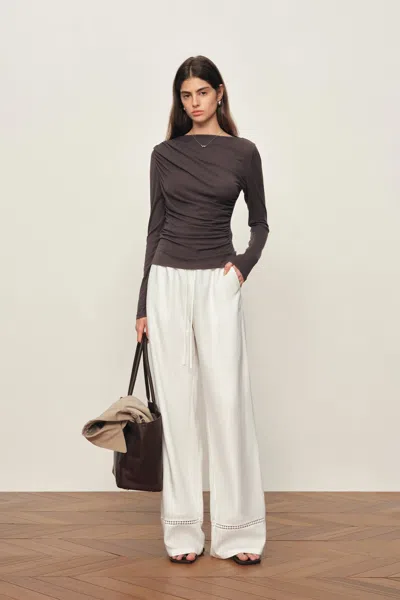 Fabrique Eve Openwork Drawstring Wide Leg Pants In White