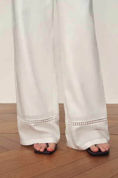 Fabrique Eve Openwork Drawstring Wide Leg Pants In White