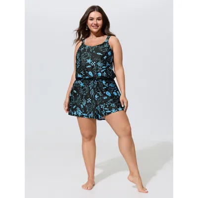 Bloomchic Vibrant Ocean Pattern Pocket One-piece Swimsuit In Multi