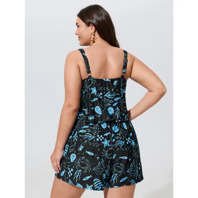 Bloomchic Vibrant Ocean Pattern Pocket One-piece Swimsuit In Multi