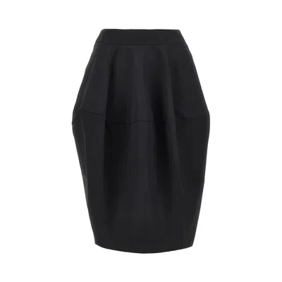 Jacquemus Solid Color Midi Skirt In Black
