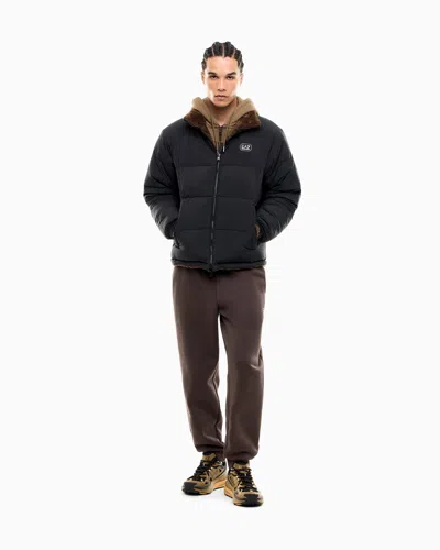 Ea7 Oversized Reversible Bomber Jacket With Padding In Black