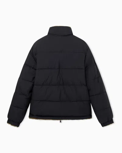 Ea7 Oversized Reversible Bomber Jacket With Padding In Black