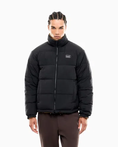 Ea7 Oversized Reversible Bomber Jacket With Padding In Black