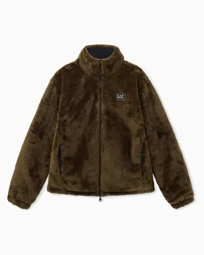 Ea7 Oversized Reversible Bomber Jacket With Padding In Black