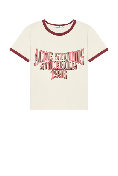 Acne Studios Eram College Logo Ringer Graphic T-shirt In Neutral