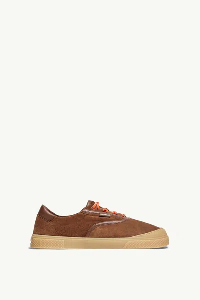 Moncler Luxe Suede Lace-up Sneakers For Women In Red