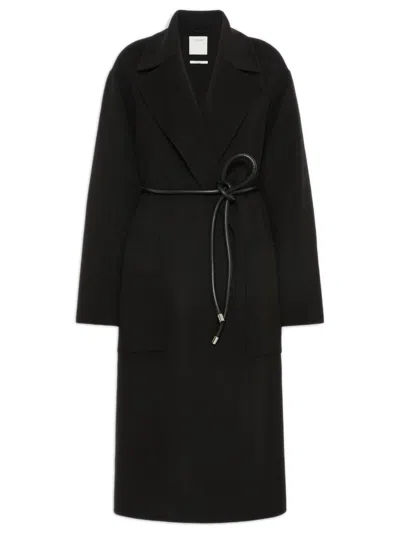 Sportmax Cappotto Zannata Oversize In Double Di Lana In Black