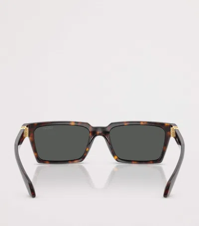 Versace Tortoiseshell Rectangular Sunglasses In Gray