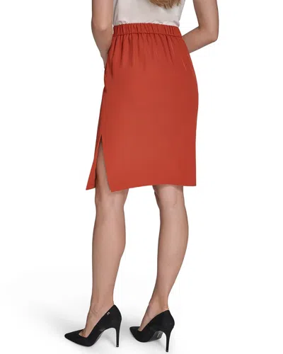 Halston Pull-on Pencil Skirt In Red