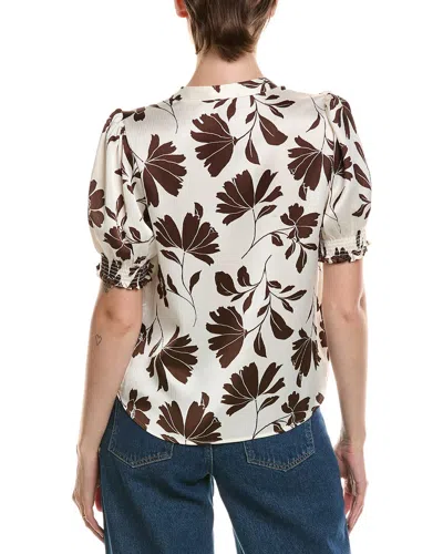 Anne Klein Petite Printed Y-neck Pull-on Top In Multi