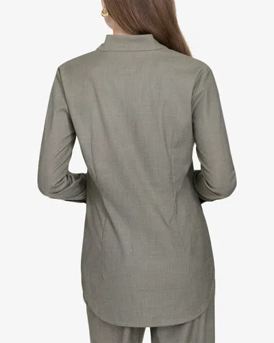 Halston Collarless Button-up Blouse In Gray