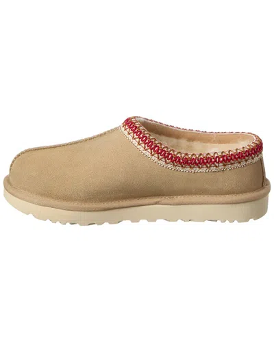 Ugg Tasman Suede Slippers With Shearling Lining In Brown