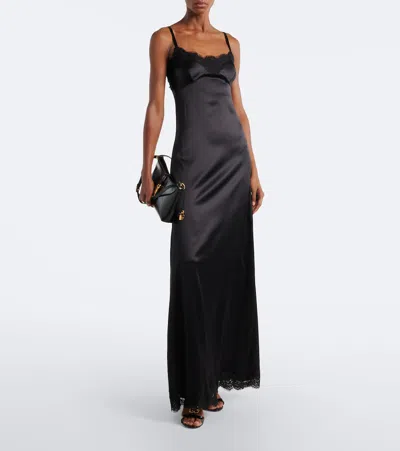 Dolce & Gabbana Robe Mit Spitze In Black