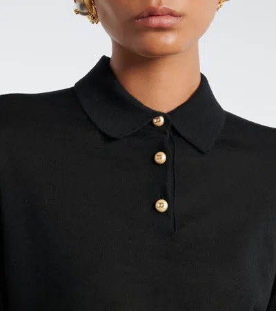 Dolce & Gabbana Verzierter Polopullover Aus Kaschmir In Black