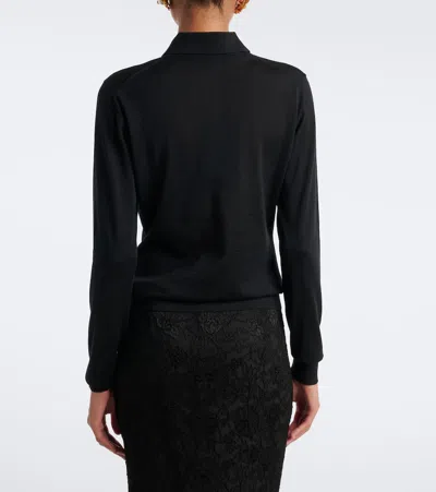 Dolce & Gabbana Verzierter Polopullover Aus Kaschmir In Black