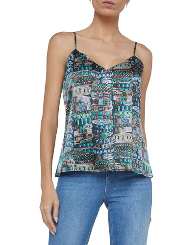 L'agence Lagence Jane Spaghetti Strap Silk Top In Multi