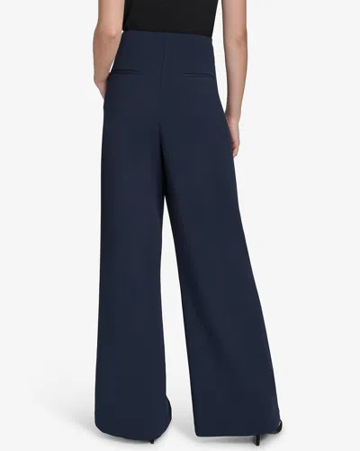 Halston Lace-up Front Pant In Blue