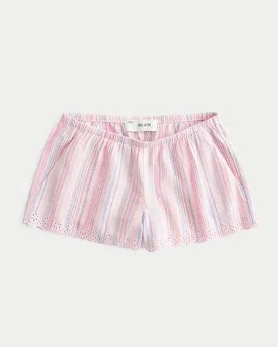 Hollister Low-rise Linen-blend Micro Pull-on Shorts In Pink