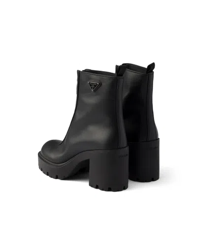 Prada Leather Ankle Boots With Zipper In Multi