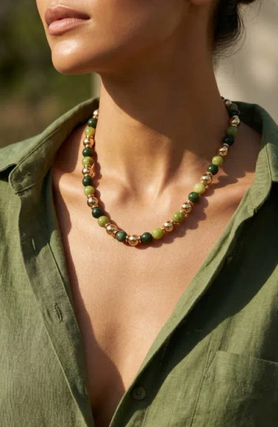 Macrae & Co . Gilded Beaded Necklace In Multi