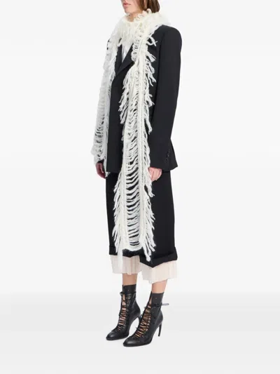 Ann Demeulemeester 브러시드 니트 스카프 In Neutral