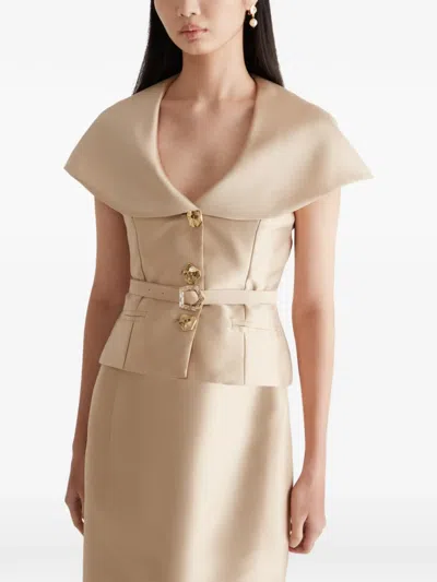Violante Nessi 마누엘라 벨트 실크 미카도 맥시 드레스 In Brown