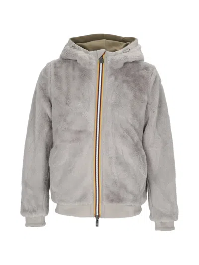 K-way 리버서블 페이크 퍼 재킷 In Brown