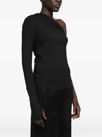 Thom Krom One-shoulder Thumb-slot Top In Black