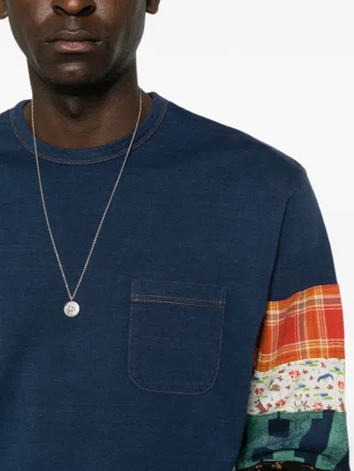 Khoki Patchwork Long-sleeve T-shirt In Blue