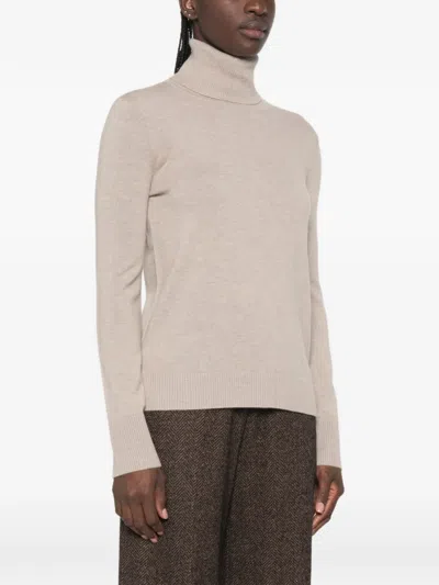 Sportmax Elbow-patch Roll-neck Knit In Neutral