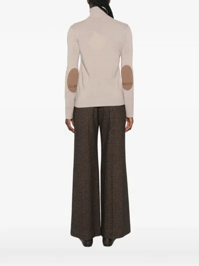 Sportmax Elbow-patch Roll-neck Knit In Neutral