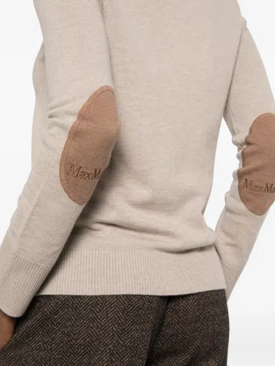 Sportmax Elbow-patch Roll-neck Knit In Neutral