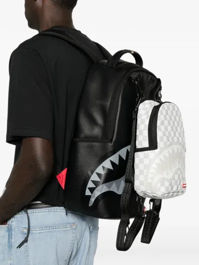 Sprayground Shark Mouth Checkered Backpack In Metallic