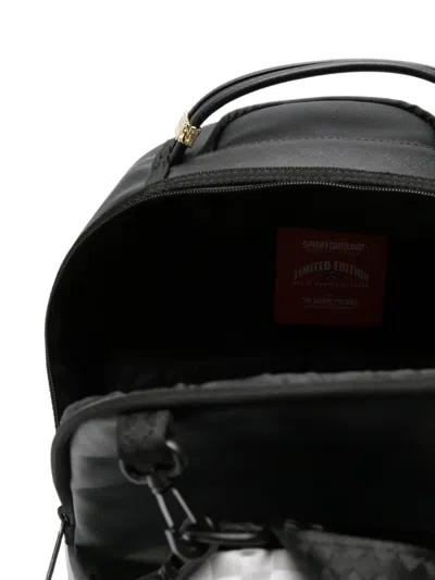 Sprayground Shark Mouth Checkered Backpack In Metallic
