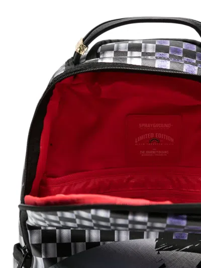 Sprayground Checkered Shark-print Backpack In Blue