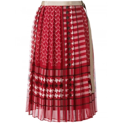 Shop Sacai Scarf Print Pleated Skirt