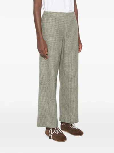 Niū Check-pattern Elasticated-waist Trousers In Gray
